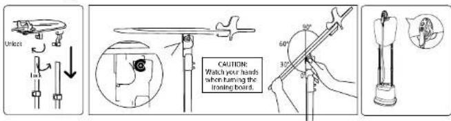 Unlcs 1m CAUTION: Watch your hands when turning the ironing board. 60° 30°