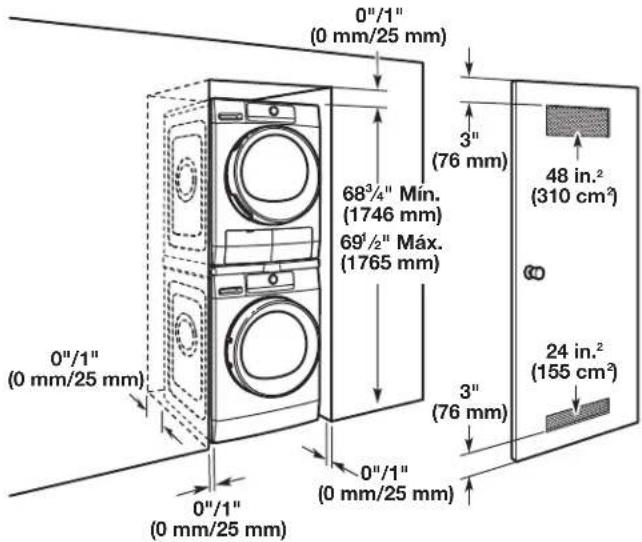 WHIRLPOOL W10882520 - Instrucciones para la instalacion empotrada o en closet - 1