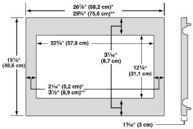 WHIRLPOOL MK2167AB - Dimensions du cadre de la trousse de garniture - 1