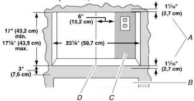 WHIRLPOOL MK2167AB - Dimensions nécessaires de l'ouverture d'encastrement - 1