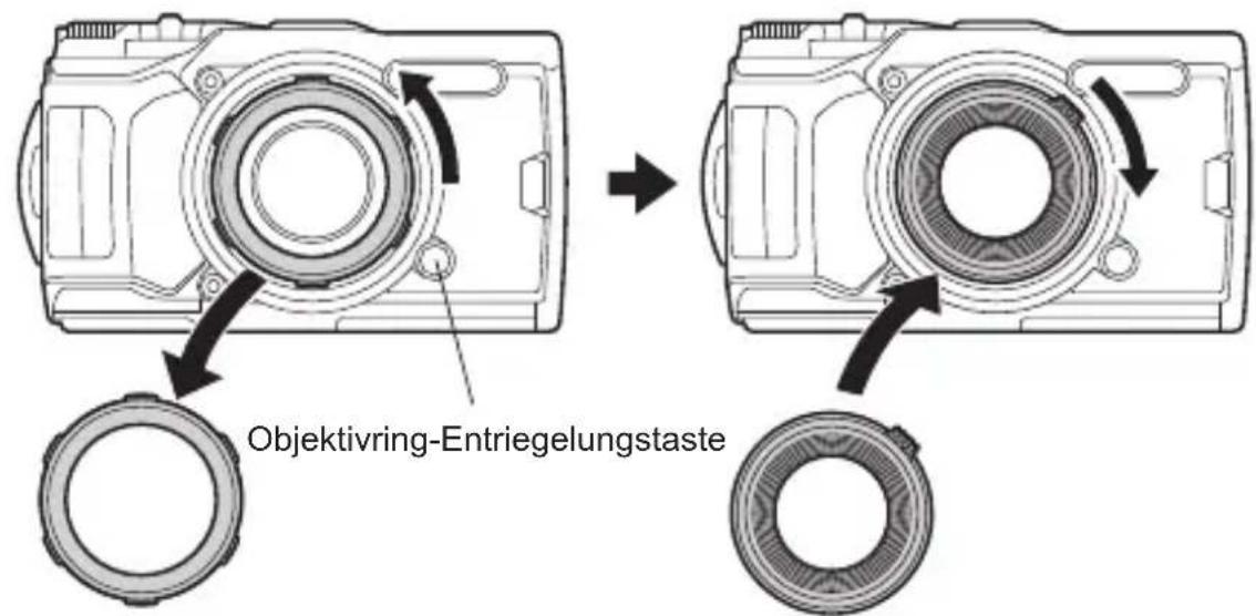 OLYMPUS PT059 - Bringen Sie den Antirefl exionsring an der Digitalkamera an - 1