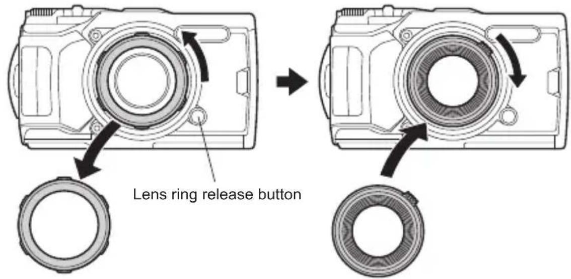 OLYMPUS PT059 - Attach the antirefl ective ring to the digital camera - 1
