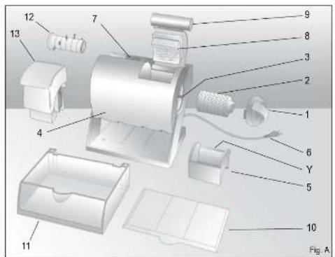 Exploded view diagram of a mechanical device with numbered parts for identification