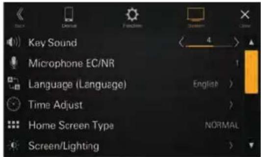 ALPINE iLXF115D - Écran du menu configuration du système - 1