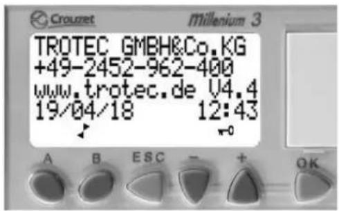 Crouzet Millenium 3 TROTEC GMBH&Co.KG +49-2452-962-400 www.trotec.de V4.4 19/04/18 12:43 A B ESC - + OK