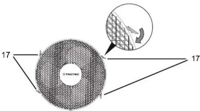 TROTEC TVE 25 S - Montage et fermeture de la grille de protection - 2