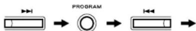 TASCAM CDA700 - Premere alternativamente i tasti SKIP e quello PROGRAM nell'ordine seguente. - 1