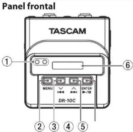 TASCAM DR10C - Nombres y unidades de las partes - 1