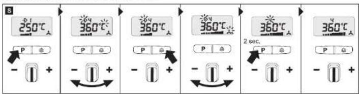 S 250°C P + 360°C P + 360°C P + 360°C P + 360°C 2 sec. P + 360°C P + 360°C P + - - +