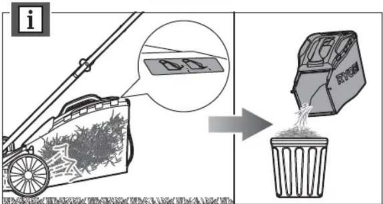 Diagram illustrating a waste sorting process using a mop and a trash bin, with a magnified inset showing the drop mechanism.