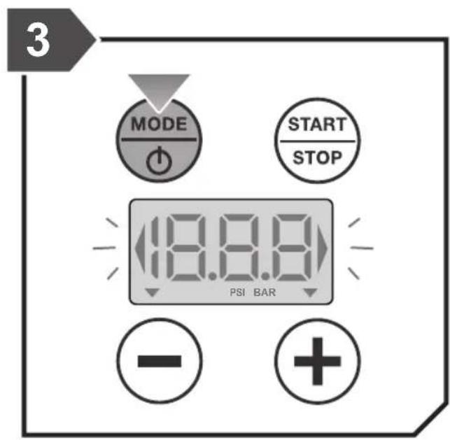 3 MODE START STOP 18.8.8 PSI BAR - +