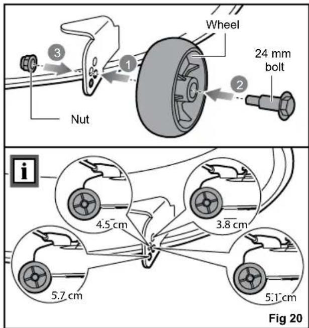 RYOBI ZTR480EX - To adjust the cutting deck wheels: - 1