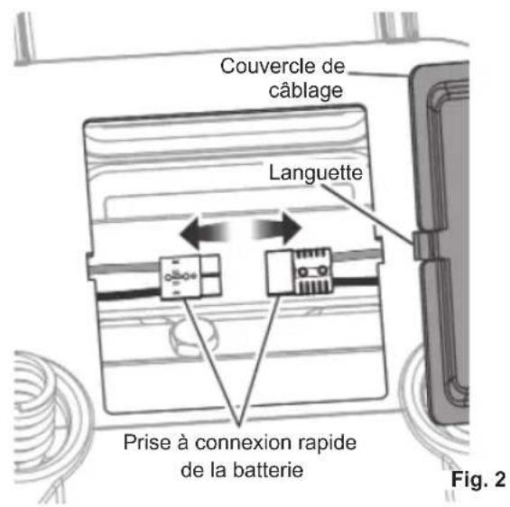RYOBI RM480E - Pour connectez la batterie: - 1