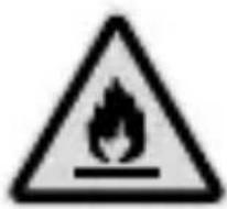 Warning sign depicting a flame symbol in a triangular shape