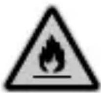 Warning sign depicting a flame symbol in a triangular shape