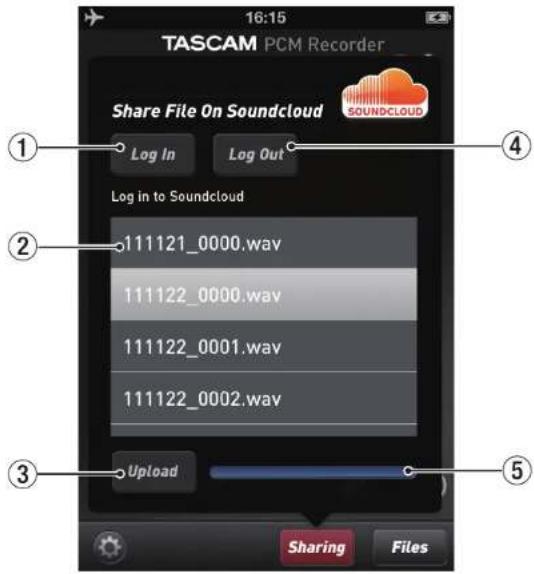 TASCAM PCM Recorder MKII - La fenêtre Sharing (partage) - 1