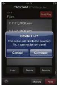 TASCAM PCM Recorder MKII - Contenu de la fenêtre Files (fichiers) - 2