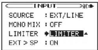 TASCAM BB1000CD - Utilisez les touches CURSOR [▲/▼] pour sélectionner le paramètre LIMITER (limiteur). - 2