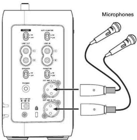 TASCAM BB1000CD - Branchement de microphones - 1