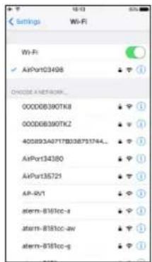 Settings Wi-Fi Wi-Fi AirPort03498 ✓ ① Choose NETWORK... 000D6B390TK8 000D6B390TK2 405893A0717B038751744_ AirPort134380 AirPort135721 AP-RV1 atem-8181cc-a atem-8181cc-av atem-8181cc-g