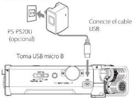 PS-P520U (opcional) Conecte el cable USB Toma USB micro B