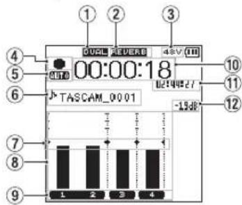 1 2 3 4 5 6 TASCAM_0001 1 2 3 4 10 11 12 13:00 00:00:18 DUAL REVERB 48V THI