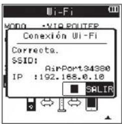 Wi-Fi MONO - VTR ROUTER Conexión Ui-Fi Correcte. SSID: Airport34380 IP :192.168.0.10 SALIR