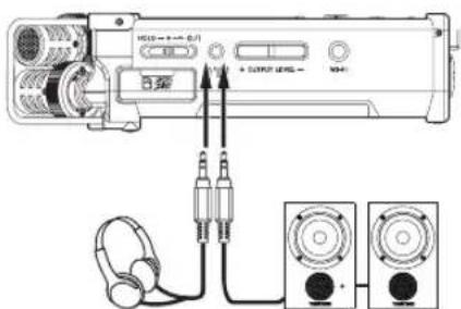 TASCAM DR44WLB - Branchement d'appareils d'écoute et d'un casque - 1