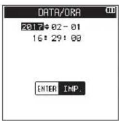 DATA/ORA 2017: 02 - 01 16: 29: 00 ENTER IMP.