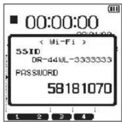 00:00:00 < Wi-Fi > SSID DR-44WL-3333333 PASSWORD 58181070 1 2 3 4