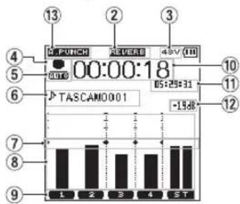 TASCAM DR44WLB - Écran d'enregistrement - 2