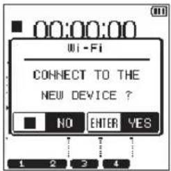 00:00:00 Wi-Fi CONNECT TO THE NEW DEVICE ? ■ NO ENTER YES 1 2 3 4