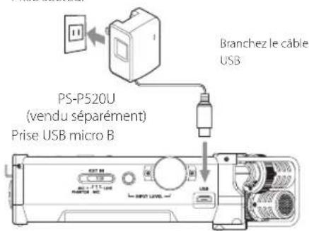 TASCAM DR44WLB - Emploi d'un adaptateur secteur (vendu séparément) - 1