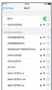 Settings Wi-Fi Wi-Fi ✓ AirPort03498 O00003270N 0000DB390TK8 0000DB390TK2 4058934G717B038751744... AirPort34380 AirPort35721 AP-4v1 aternt-B181cc-a aternt-B181cc-ax aternt-B181cc-q