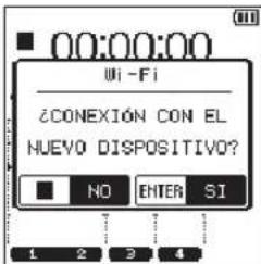 00:00:00 Wi-Fi ¿CONEXIÓN CON EL NUEVO DISPOSITIVO? ■ NO ENTER SI 1 2 3 4