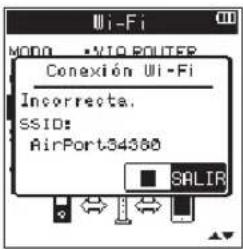 Wi-Fi MOMO • VIO ROUTER Conexión Ui-Fi Incorrecta. SSID: AirPort34388 SALIR