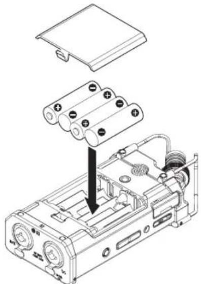 TASCAM DR44WLB - Préparation de l'alimentation Utilisation de piles AA - 1