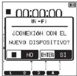 00:00:00 Wi-Fi ¿CONEXIÓN CON EL NUEVO DISPOSITIVO? ■ NO ENTER SI 1 2 3 4