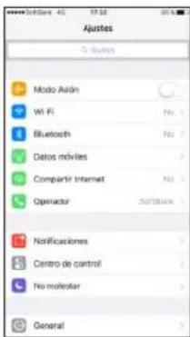 Ajustes Mode Asidin Wi-Fi Bluetooth Datos móviles Compartir Internet Operator Notifications Centro de control No monsterar General