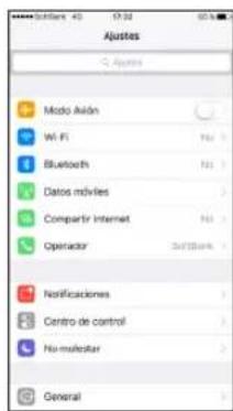 Ajustes Modo Axón Wi-Fi Bluetooth Datos móviles Compartir Internet Operador SUTBunk Notificaciones Centro de control No molecular General