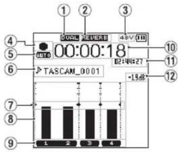 TASCAM DR44WLB - Écran d'enregistrement - 1