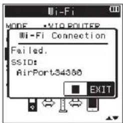 Wi-Fi Connection Failed. SSID: AirPort34380 EXIT