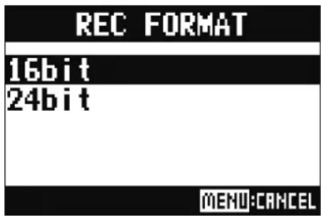 ZOOM LiveTrak L20R - Changement du format d'enregistrement - 1