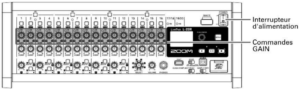 ZOOM LiveTrak L20R - Mise sous tension - 1