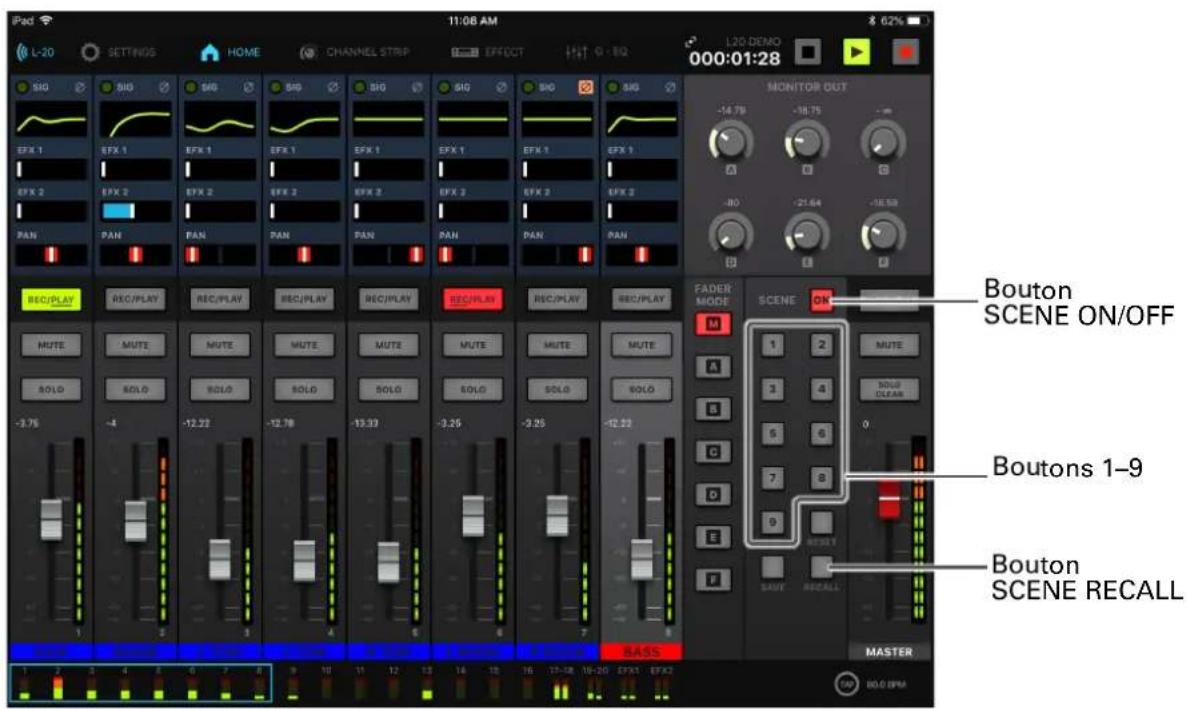 ZOOM LiveTrak L20R - Rappel de scènes - 1