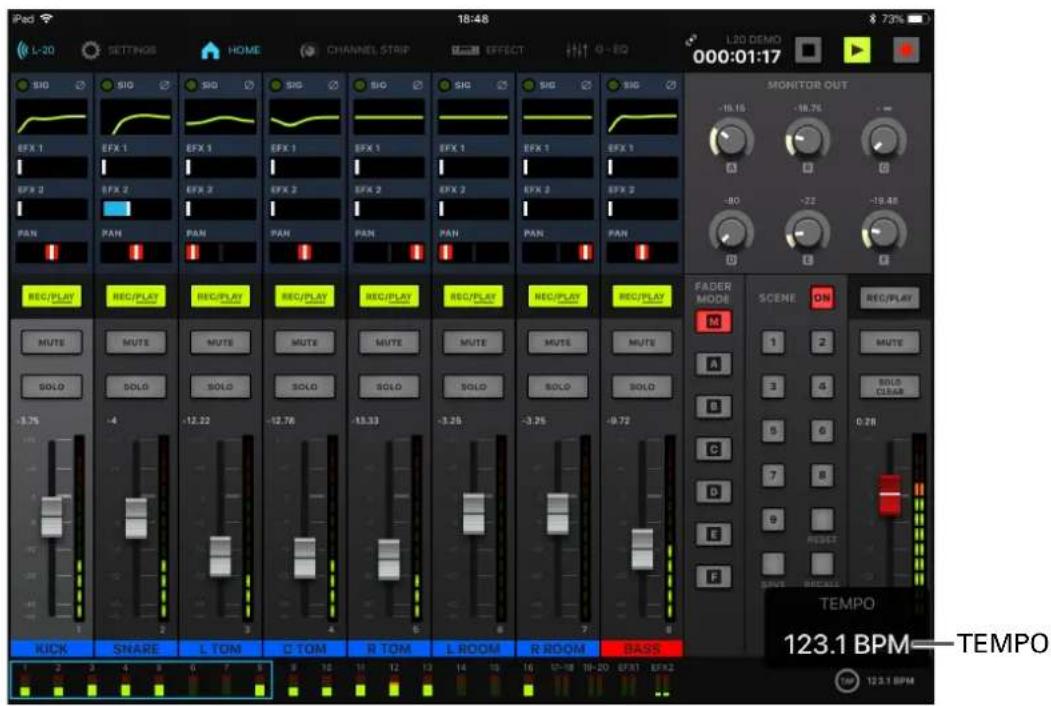 ZOOM LiveTrak L20R - Changement des réglages du métronome - 1