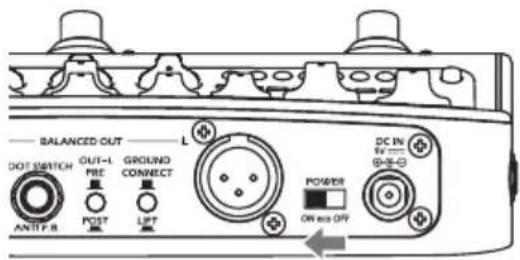 BALANCED OUT DOT SWITCH OUT-L PRE POCT GROUND CONNECT L DC IN BY- @-S-0 POWER ON bus OFF ANTIF.B