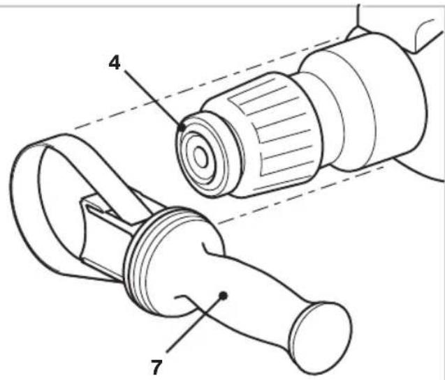 Technical diagram of a mechanical device with labeled parts 4 and 7