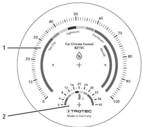 TROTEC BZ15C - Lecture du taux d'humidité et de la température - 1