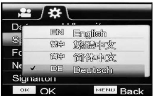 TROTEC VSC3008 - Régler la langue de menu (language) - 1
